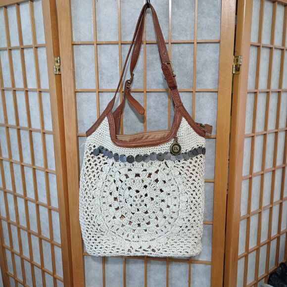 The Sak Heritage Hobo Shoulder Bag Leather Crochet Purse 2015 Brown Vintage Bag - Picture 2 of 16